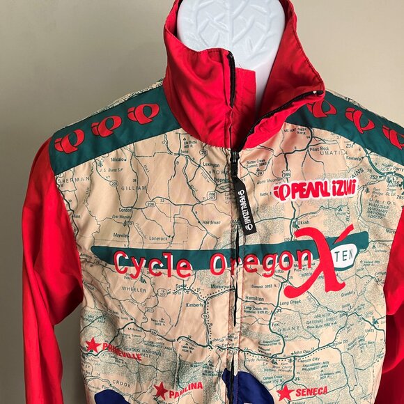 Vintage Pearl Izumi Men's red & beige Cycle Oregon full zip Jacket Small S - Picture 2 of 5